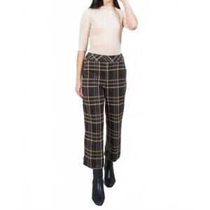 NEW LISETTE plaid wide crop pant in chocolate